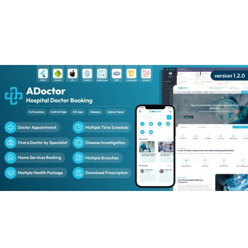 ADoctor – Hospital Doctor Booking Android and iOS App | Website | Admin Panel
