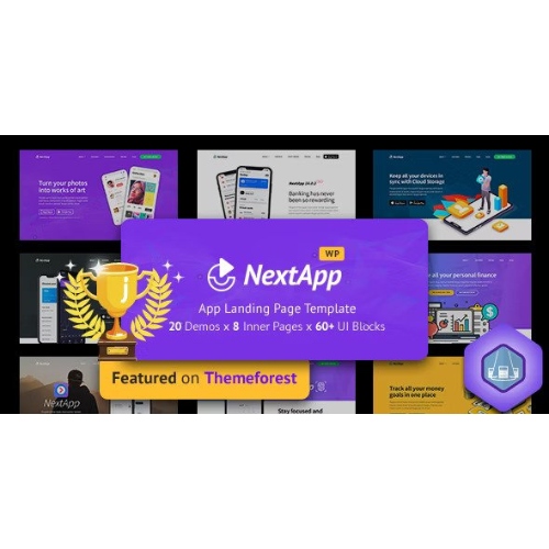 App Landing Page WordPress Theme for Mobile Application Software Design & Development Site – Nextapp