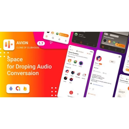 Avion Social Audio App Clone of Clubhouse social networking app with admob ads, Social Media app