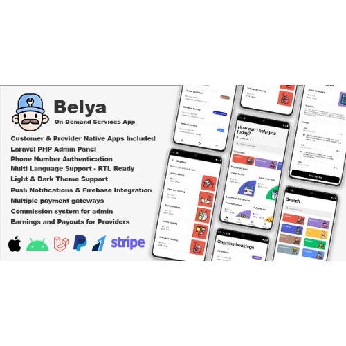 Belya – On Demand Service App | Customer & Provider Apps with Admin Panel