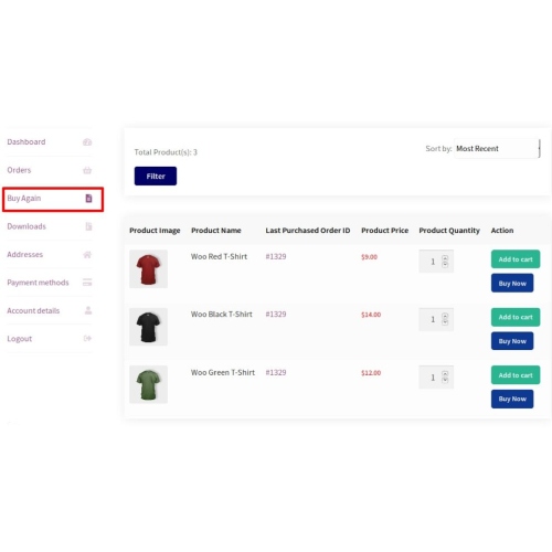 Buy Again for WooCommerce