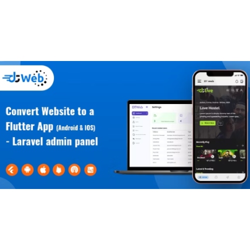 DTWeb – Convert Website to a Flutter App | multiple webapp supprot | Laravel admin panel