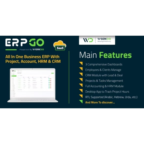 ERPGo SaaS – All In One Business ERP With Project, Account, HRM, CRM & POS