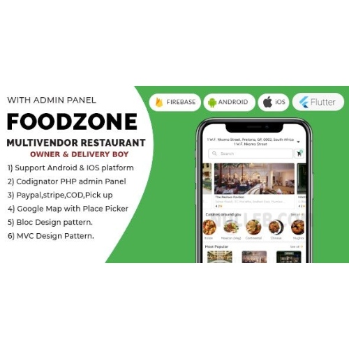 FoodZone Multivendor Mobile Application with PHP Admin+web+driver+owner Flutter 3.x