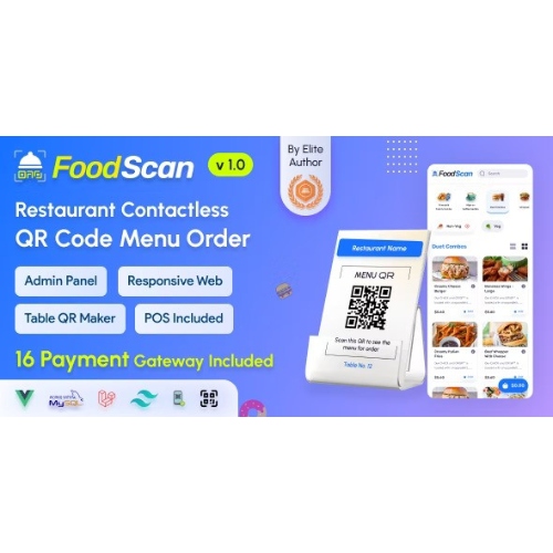 FoodScan – Qr Code Restaurant Menu Maker and Contactless Table Ordering System with Restaurant POS