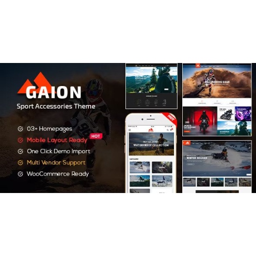 Gaion – Sport Accessories Shop WordPress WooCommerce Theme (Mobile Layout Ready)