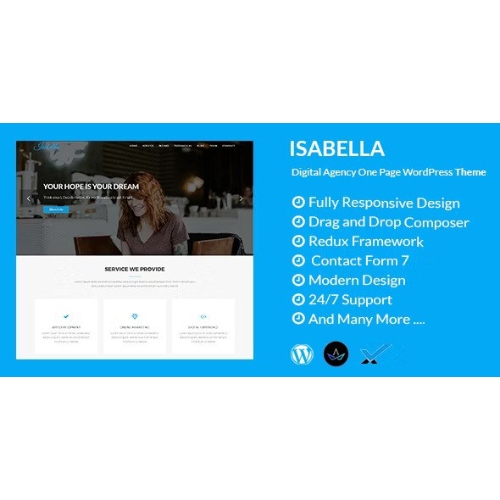 Isabella – Digital Agency One Page WordPress Theme