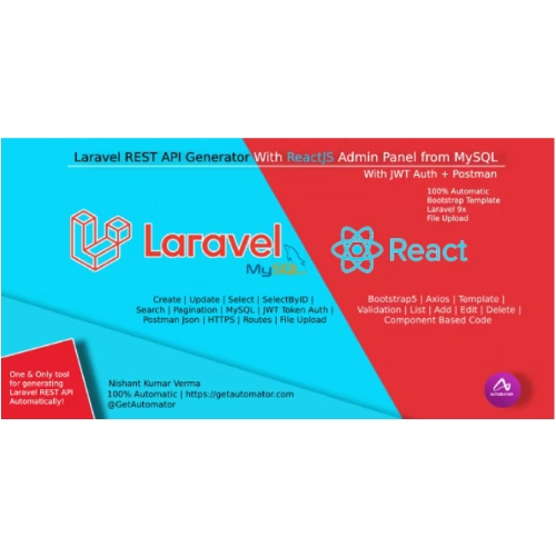 Laravel REST API Generator With React Admin Panel Generator + JWT Auth + Postman