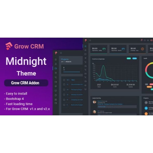 Midnight – Grow CRM Dark Theme – Addon
