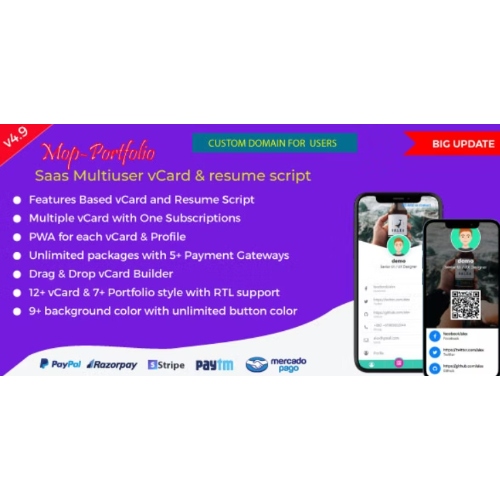 Mop – SaaS vCard / Portfolio / Resume / Digital Business card
