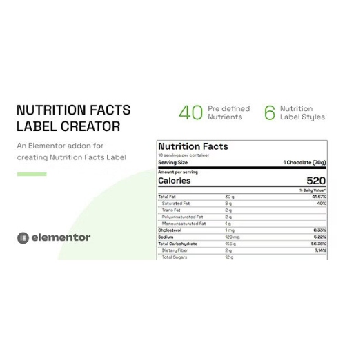 Nutrition Facts Label Creator (Elementor addon)