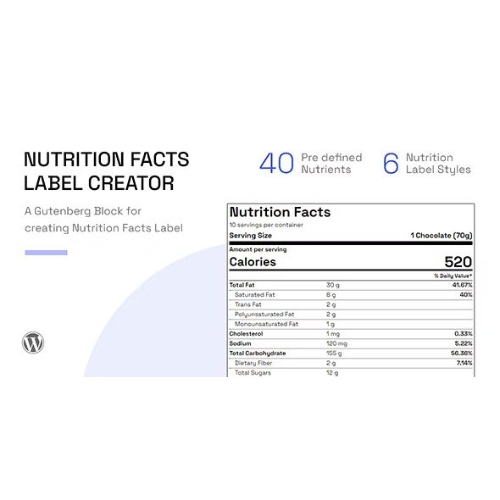 Nutrition Facts Label Creator (Gutenberg Block)