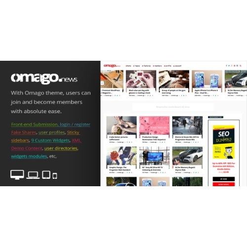 Omago News – User Profile Membership & Content Sharing Theme