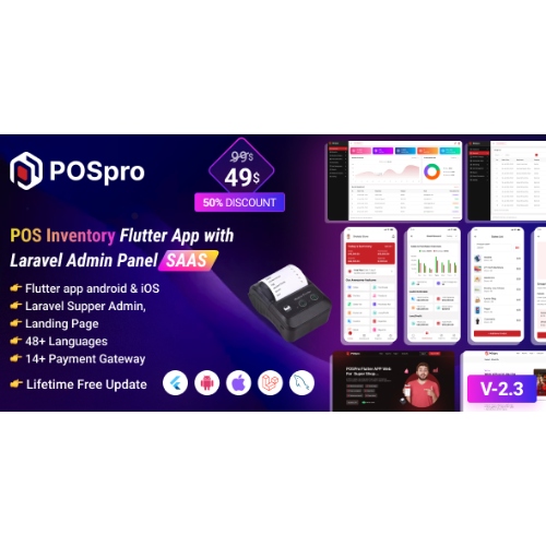 POSpro – POS Inventory Flutter App with Laravel Admin Panel SAAS