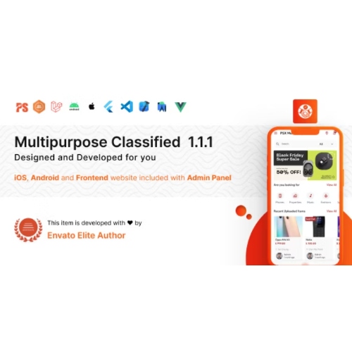 PSX Multipurpose Classified Flutter App with Frontend and Admin Panel