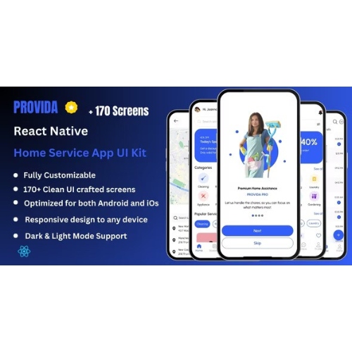 Provida Pro – Home Service & House Cleaning React Native Expo Ui Kit