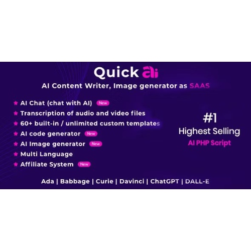 QuickAI OpenAI – ChatGPT – AI Writing Assistant and Content Creator as SaaS
