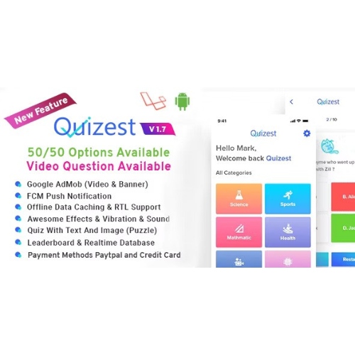 Quizest – Complete Quiz Solutions With Android App And Interactive Admin Panel