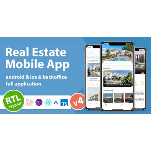 Real Estate Mobile App with Admin Panel | React Native & PHP Laravel 10.0