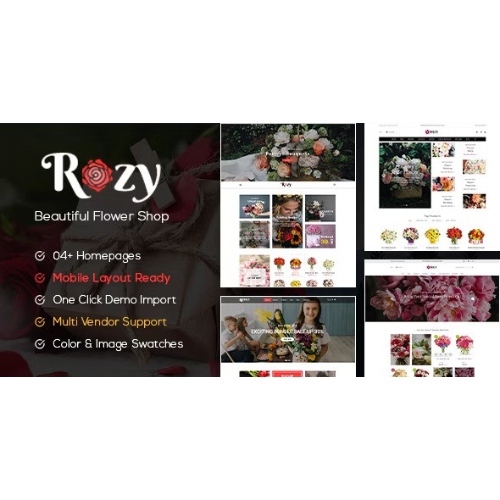 Rozy – Flower Shop WooCommerce WordPress Theme (4+ Indexes + Mobile Layouts Ready)