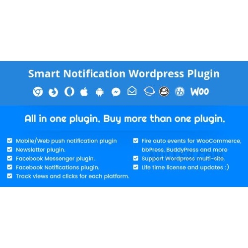 Smart Notification WordPress Plugin. Web & Mobile Push, FB Messenger, FB Notifications & Newsletter.