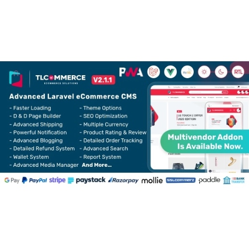 TLCommerce | Laravel & VueJS Powered Ecommerce CMS with PWA