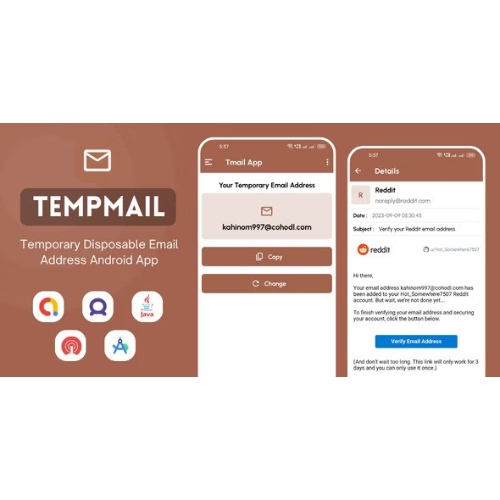 TempMail – Temporary Disposable Email Address App with AdMob Ads