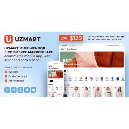UzMart Multi-Vendor E-commerce Marketplace – eCommerce Mobile App, Web, Seller and Admin Panel