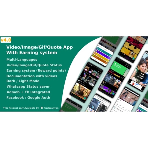 Video/Image/Gif/Quote App With Earning system (Reward points)