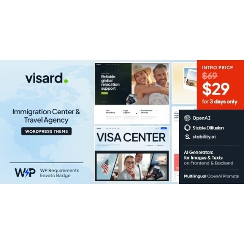 Visard – Immigration Center & Travel Agency WordPress Theme