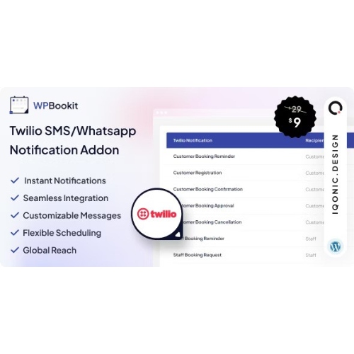 WPBookit – Twilio SMS/WhatsApp Notification (Addon)