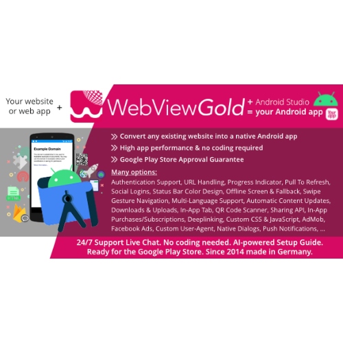 WebViewGold for Android | Convert website to Android app | No Code, Push, URL Handling & much more!