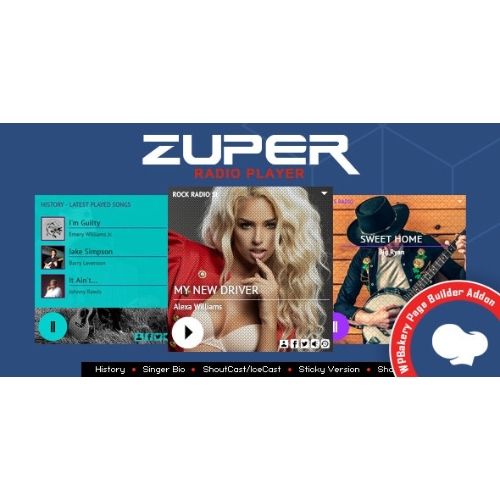 Zuper – Shoutcast and Icecast Radio Player With History – Addon For for WPBakery Page Builder