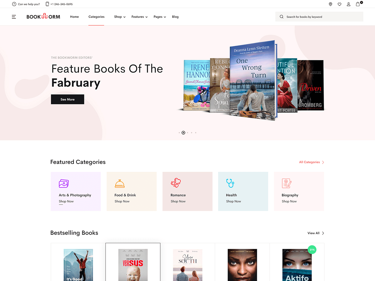 Bookworm – Bookstore & Bookshop WooCommerce Theme